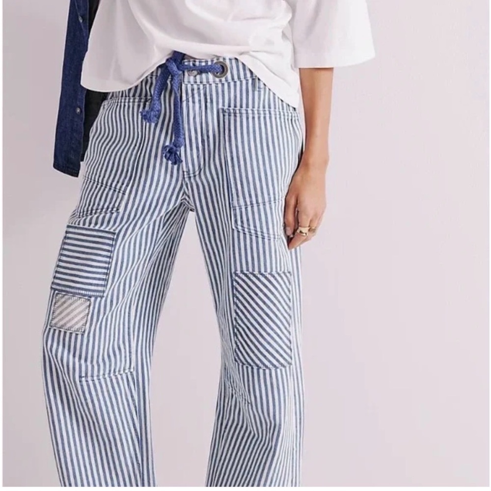 We The Free Moxie Railroad Jeans Striped Cargo Pants Free People Barrel Denim